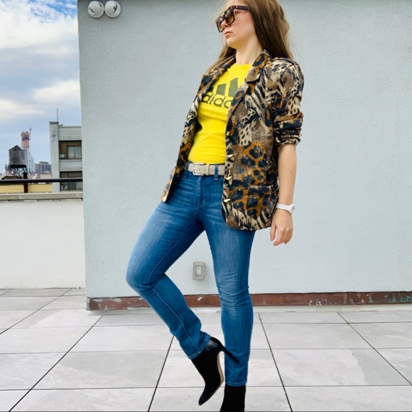 Vintage Jackets & Blazers - Vintage Jordana Jungle Animal Print Gold Buttons Fax Fur Blazer